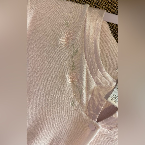 Collette by Miss Elaine Pink Short Sleeve Robe, Sz L, Snap Closure Vintage - Picture 6 of 12